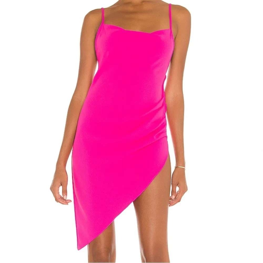 Amanda Uprichard Janet Dress Hot Pink Asymmetric Low Back Size Small